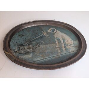 Vintage Bristol Ware 1980s Tin Tray, Cookie Nipper RCA Victor His Master's Voice